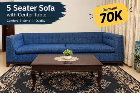 Sofa Set / 5 Seater Sofa Set / Center Table For Sale