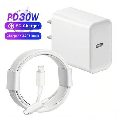 PD fast 30w charger with data cable