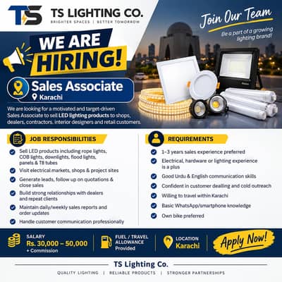 Sales Associate – LED Lighting Products | Jobs in Karachi
