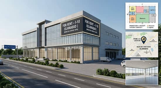 Brand New Commercial Building for Rent I-10, Islamabad Prime Location Main Dry Port Road Total Covered Area: Approximately 27,000 Sq. Ft.