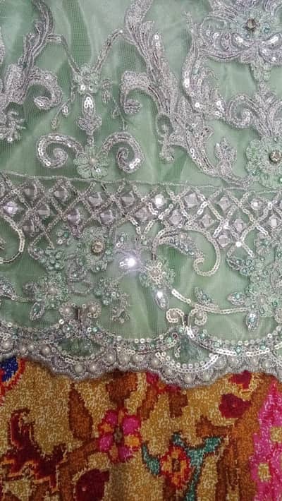 sea green havy sequence work net maxi