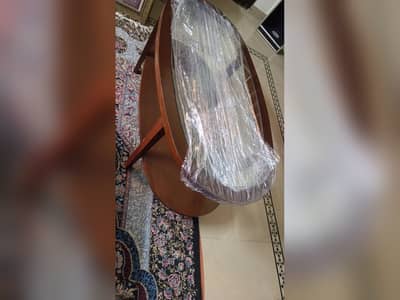 Oval Wooden Centre Table with Glass Top + Side Table - Like New