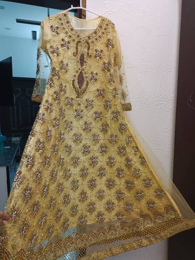 Bridal Reception Maxi Dress with Dupatta & Trouser – Embroidered