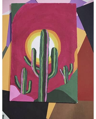 Desert sunset cactus