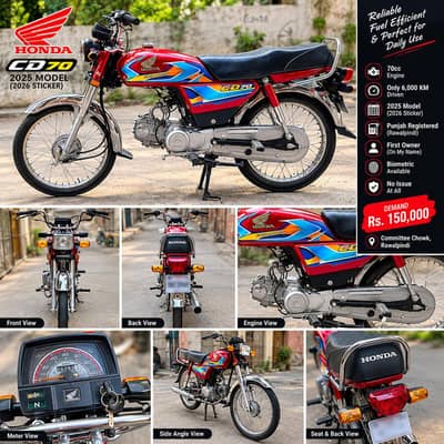 Honda CD 70 2025 Model | 6,000 KM | Mint Condition | First Owner