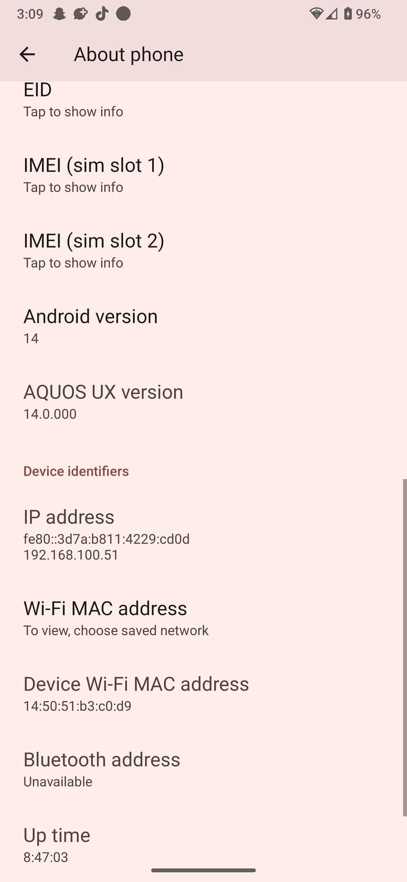 Sharp Aquos Sense7 plus 0