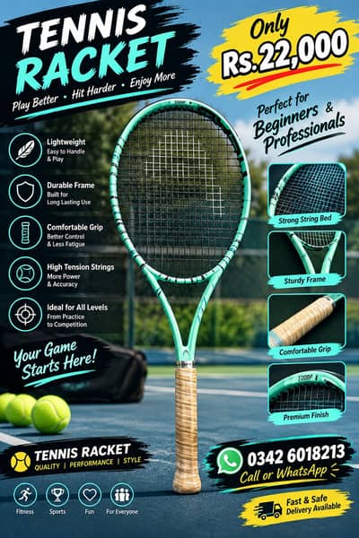 Premium Tennis Racket – Lightweight & Durable | Professional Sports Ra