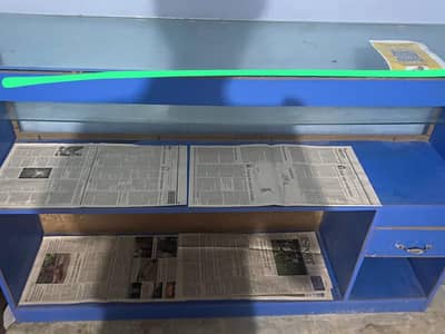 3 wooden glass counters good condition