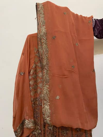 Beautiful Orange Embroidered 3-Piece Suit for Sale