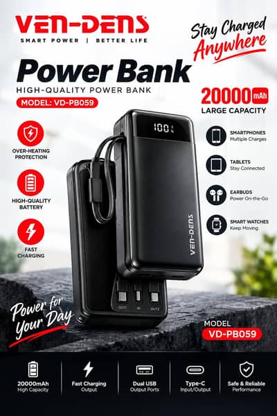 Ven-Denz 20,000 mAh power. bank