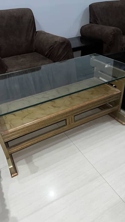 Coffee glass table golden colour