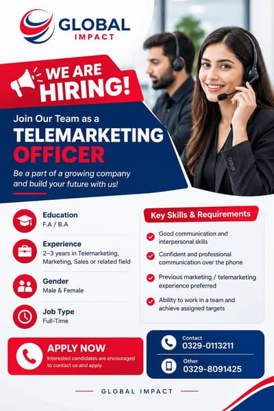 Hiring Now – Telemarketing Staff | Global Impact