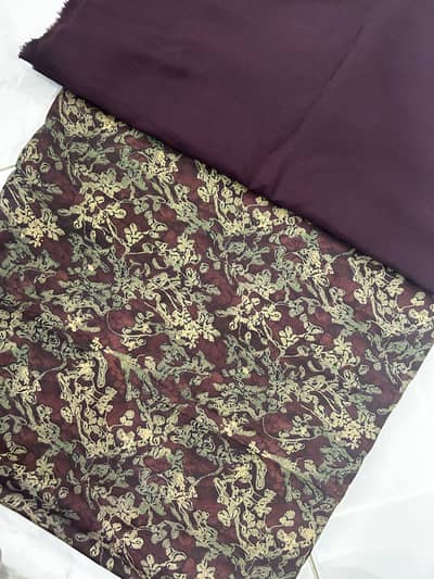 Unstitched Linen 2 piece Suit (Maroon Printed)