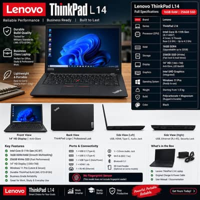 Lenovo thinkpad L14 i5 11 gen 16GB Ram 256 ssd