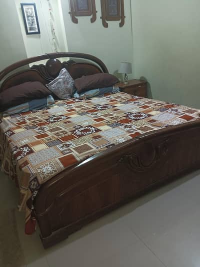 bed with 2 side tables with mattress