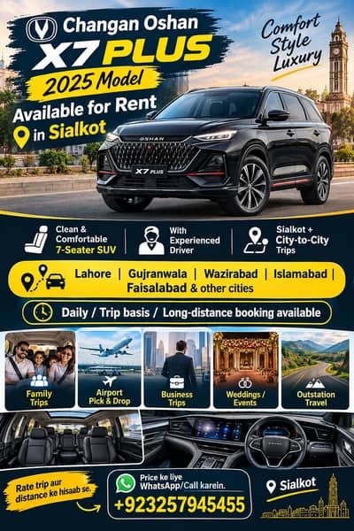 Oxhan X7 Luxury SUV Available | Rent a Car with Driver