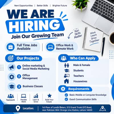We are hiring males and females for office and online work