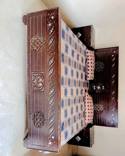 Solid Wooden King Size Bed Set with 2 Side Tables