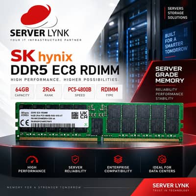 SK hynix 64GB DDR5 EC8 RDIMM 4800MHz Server RAM | 2Rx4