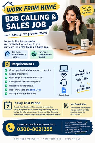 B2B Sales & Calling Executive – Work From Home