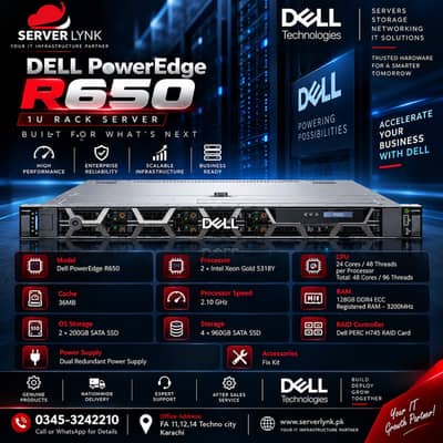 Dell PowerEdge R650 Server | 2× Xeon Gold 5318Y | 128GB DDR4 ECC