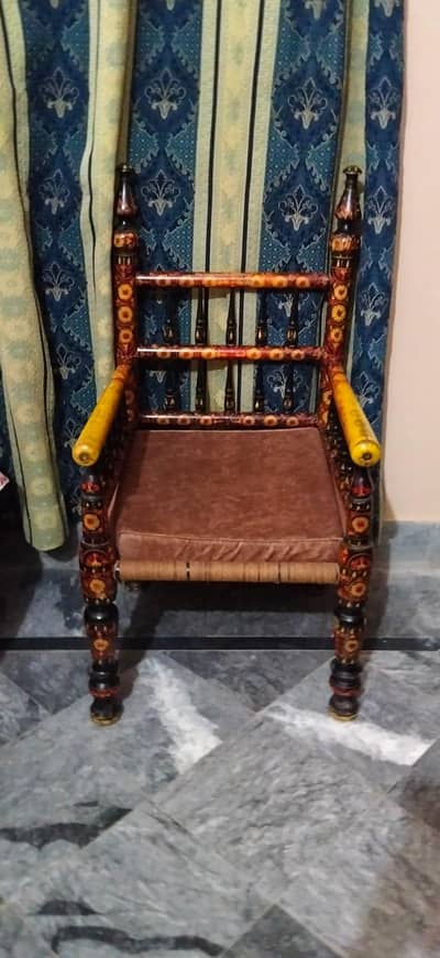 Multani Style Wooden Furniture Set – 2 Chairs, Table & Mini Dressing
