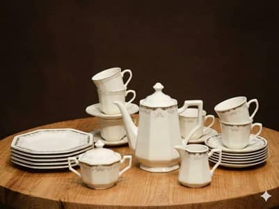 Luxury CAC Ceramic Octagonal Tea Set with Plates (24 Pieces)