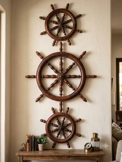 4 pcs ,wodden ship wheel ,wall decoration ( pure sheeshum wood)