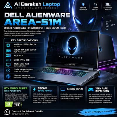 DELL ALIENWARE AREA 51 Gaming Laptop  — VERY RARE IN PAKISTAN