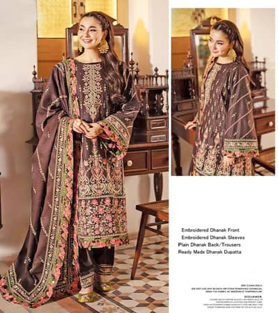 Embroidered Dhanak Suit