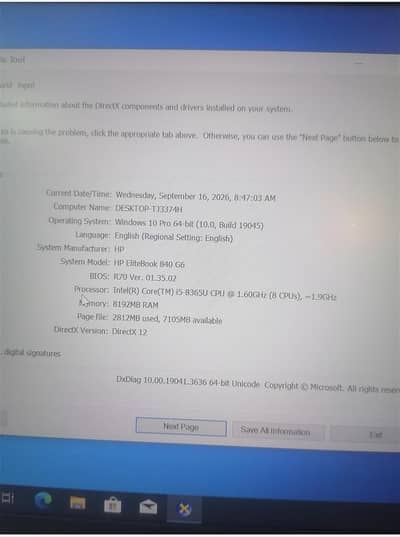 Hp Elitebook 840 G6 i5 8th 8Gb DDR4 Ram 256GB SSD FHD Screen 14.0