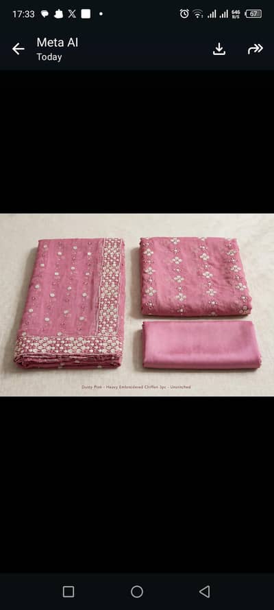 Dusty Rose Pink Luxury chiffon 3pc unstitched