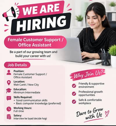 Hiring Female staff for company