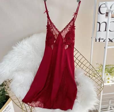 Women Silk Flower Nightgown Pink Summer Sleepwear