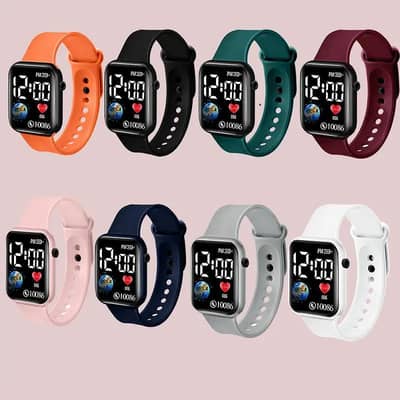 Black LED Digital Watch with Heart Monitor & 10086 Battery
