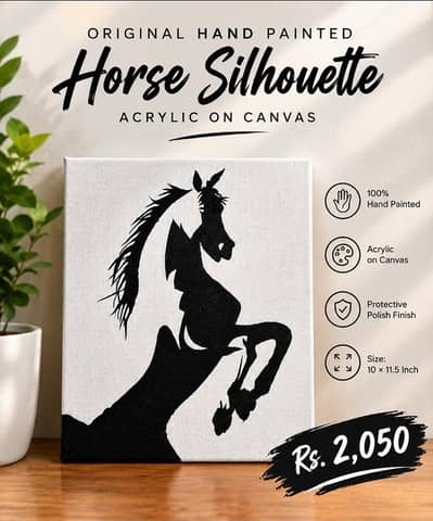 Original Hand Painted Horse Silhouette | Acrylic on Canvas