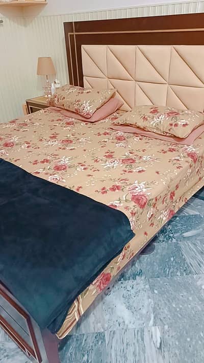 King size bed + Side tables + Dressing table + 8 Inch Mattress + stool