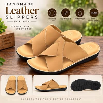 Men Leather Slippers / Leather Sandals / Mens Slippers / Peshawari