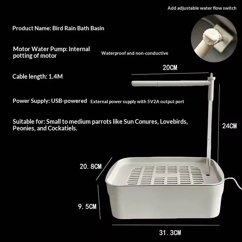 Bath Shower Parrot - Bird Bathing Basin with Automatic Circulation — photo 6