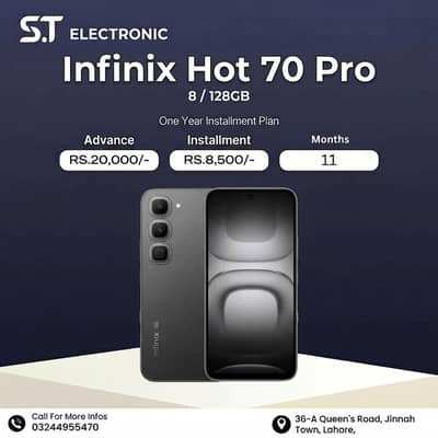 Infinix Hot 70 Pro (8/128GB) Available On Easy Installment Plan