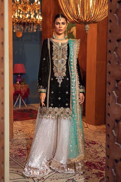 Designer Khuda Baksh Chiffon Formal Sharara Dres 50% off Large Size