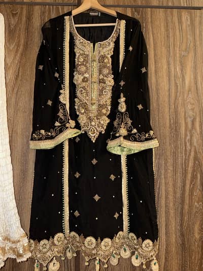 Designer Khuda Baksh Chiffon Formal Sharara Dres 50% off Large Size