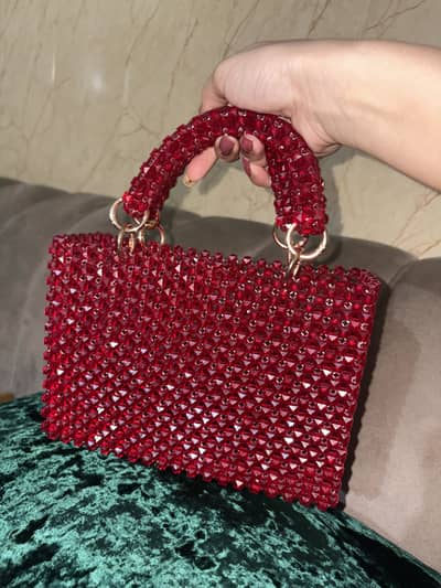 Red beaded bag