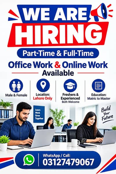 WE ARE HIRING MALE AND FEMALE STAFF FOR OFFICE WORKING