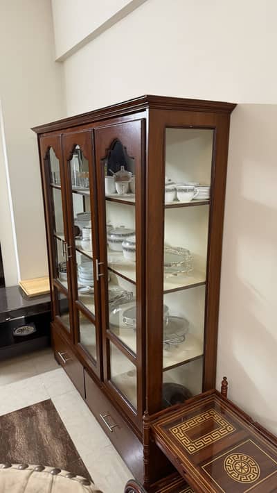 Solid wood and glass display cabinet closet