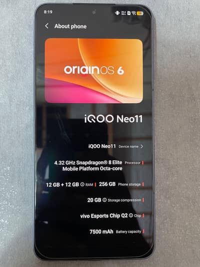 Vivo iQOO Neo 11 Complete Box With Original charger