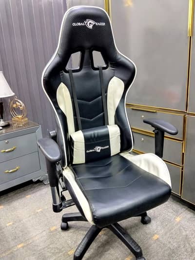 Gaming Chair,Full Options,Black and White theme, Recliner Options