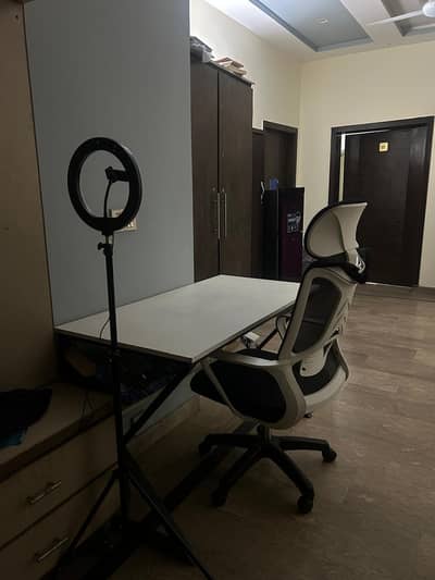 Study table & Chair along with free ring light