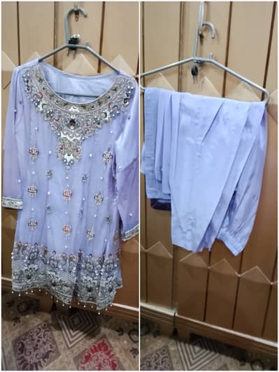 Short frock with capri and chiffon dupatta