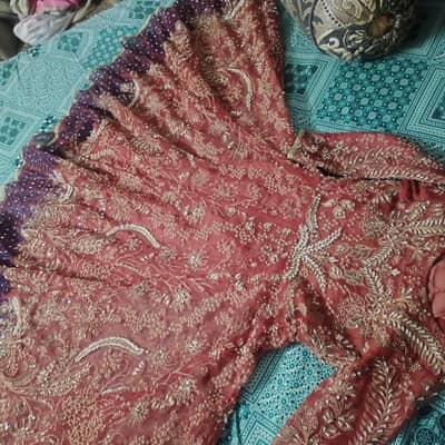 heavy hand work organza maxi only one time use